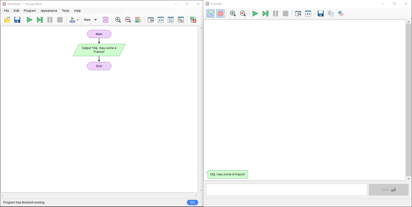 An example of visual programming in Flowgorithm.