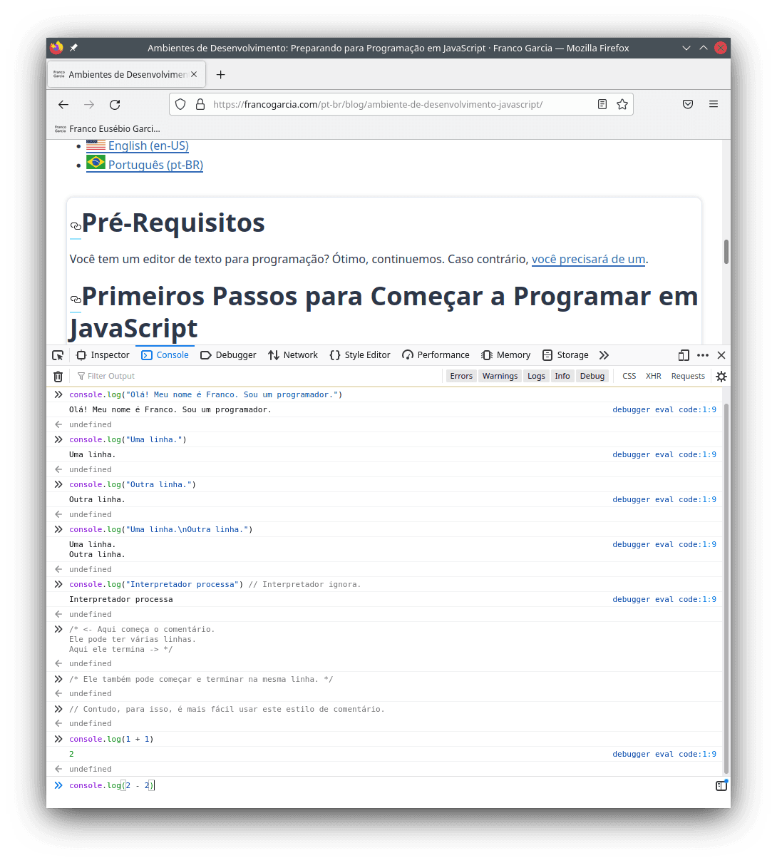 Exemplos de resultados de alguns dos blocos de código apresentados nesta subseção.